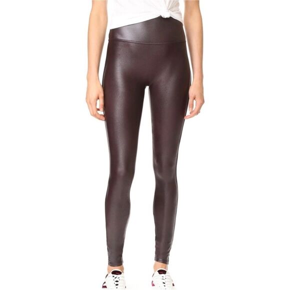 Spanx Faux Leather Leggings in wine, size Small - Picture 2 of 8